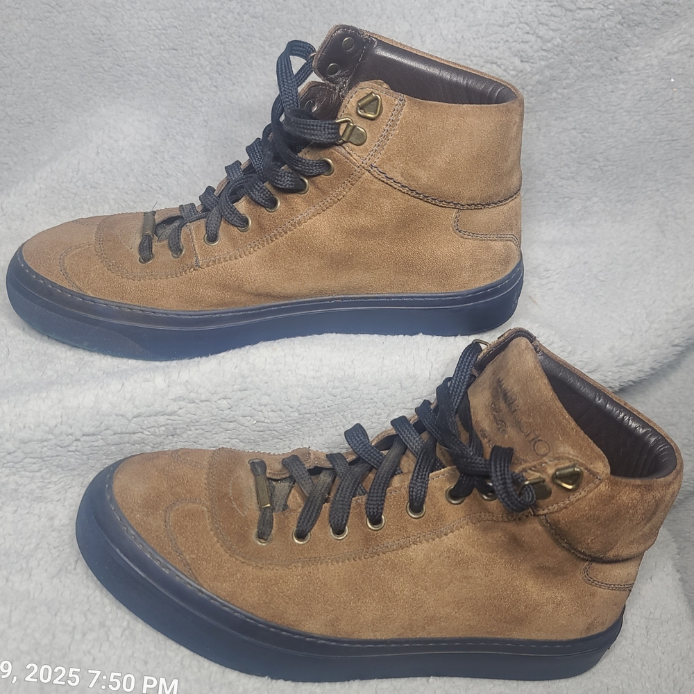 Jimmy Choo Brown Suede and Blue Sneakers - Picture 5 of 12